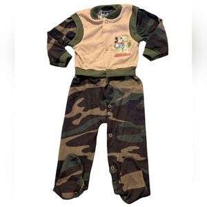 Disney‎ Vintage 90s Mickey Mouse For Kids Jumpsuit Camo Infant Boys Pajama